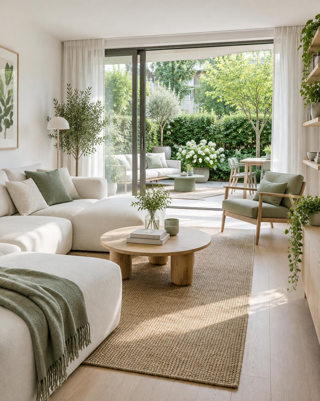 Sala com terraço ajardinado (ilustrativa)